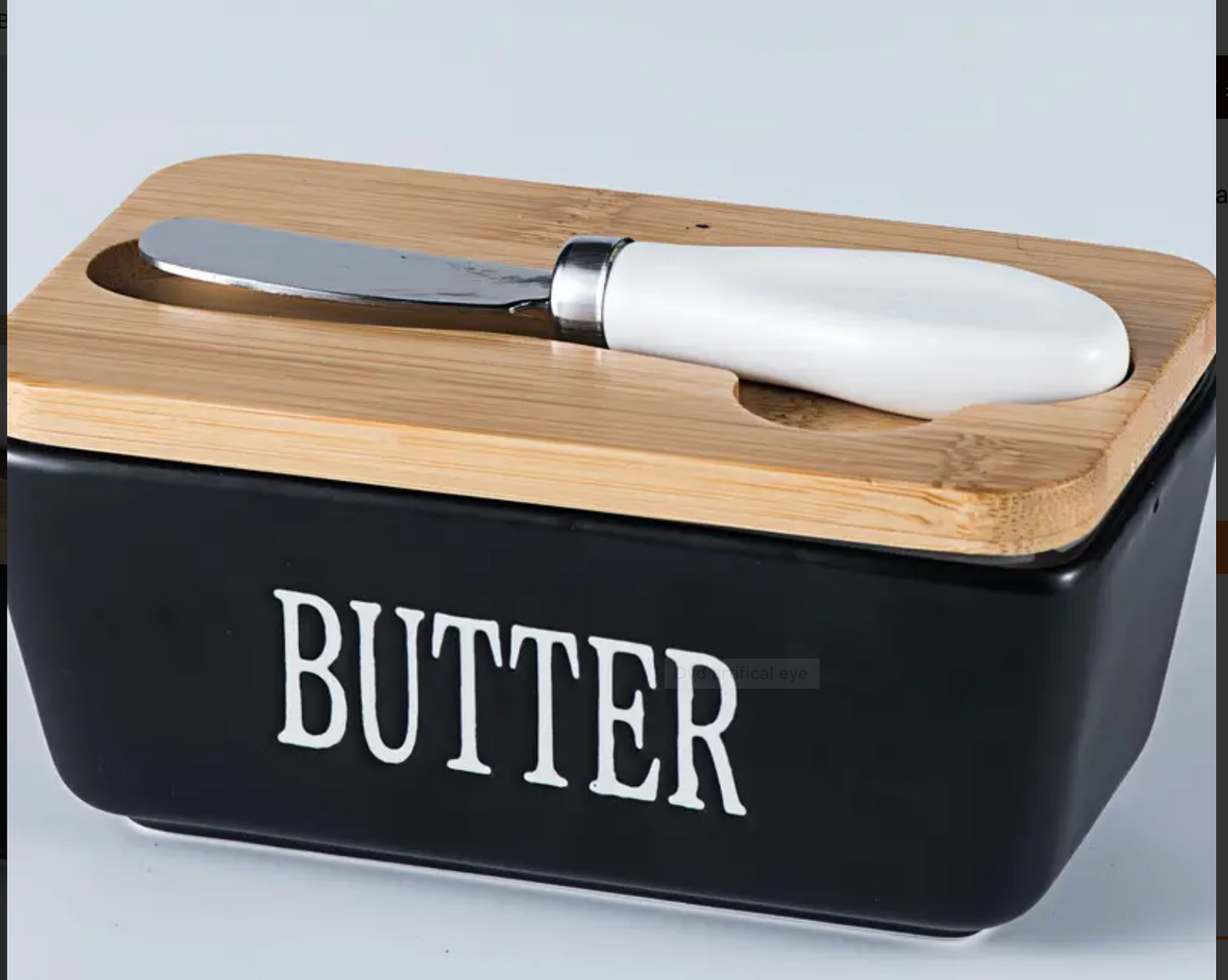 Ceramic Butter Dish with Lid & Knife - Medium