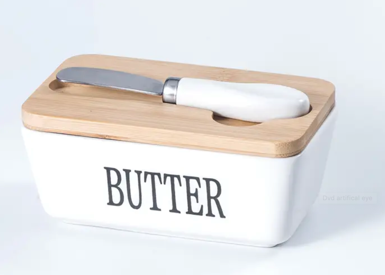 Ceramic Butter Dish with Lid & Knife - Medium