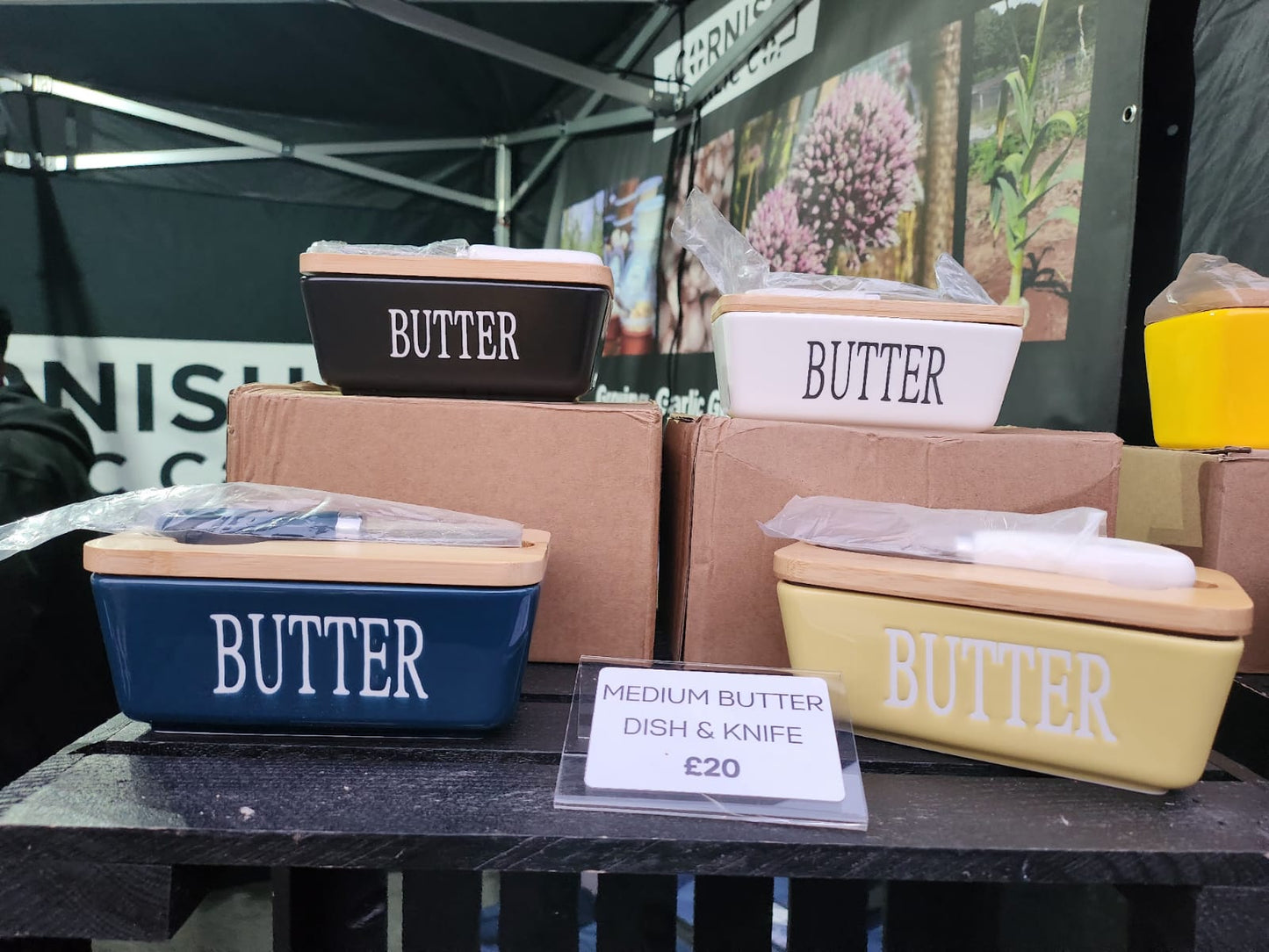 Ceramic Butter Dish with Lid & Knife - Medium