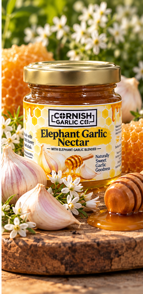 Elephant Garlic Infused Honey - Garlic Grown in Cornwall  - 113g/4oz