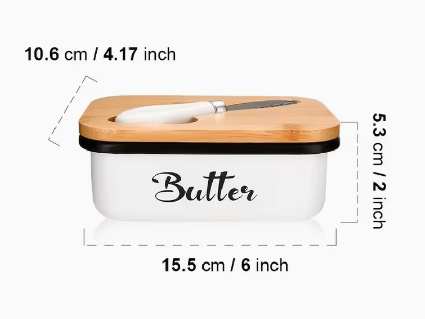 White Metal Butter Dish With Knife