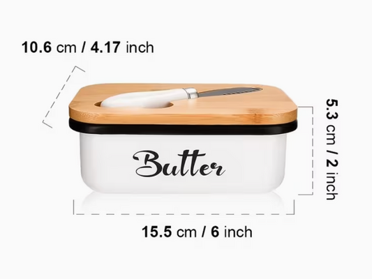 White Metal Butter Dish With Knife